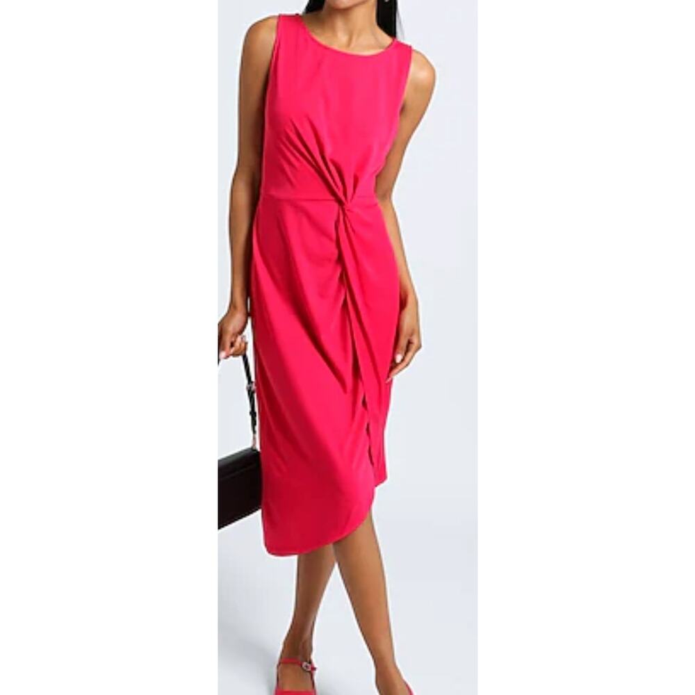 Lauren Ralph Lauren Twist-Front Stretch Jersey Dress Women's Size 14 Fuchsia